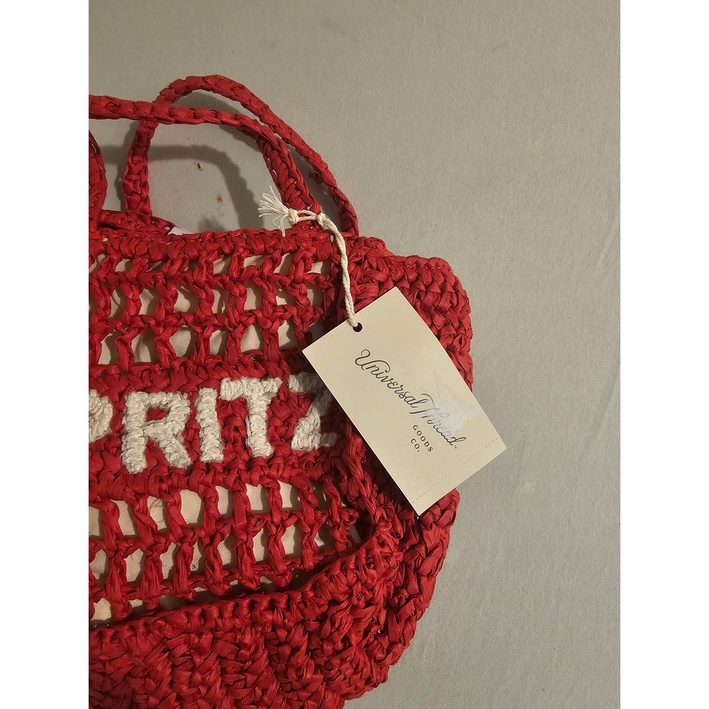 Universal Thread Small Red Raffia Spritz Tote Bag - Picture 2 of 6